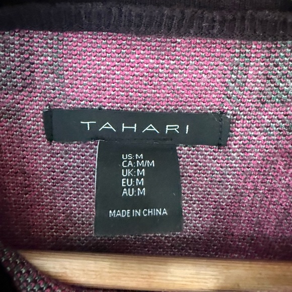 Tahari Pink Plaid Mock Neck Sweater - Picture 3 of 6